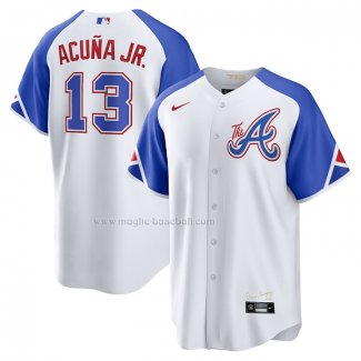 Maglia Baseball Uomo Atlanta Braves Ronald Acua JR. 2023 City Connect Replica Bianco