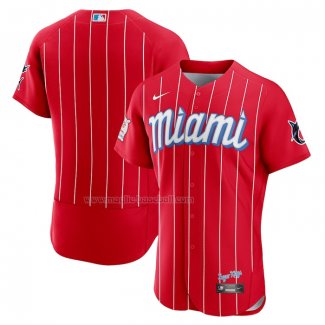 Maglia Baseball Uomo Miami Marlins 2021 City Connect Autentico Rosso