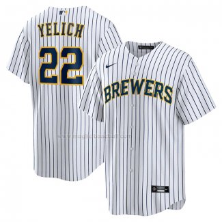 Maglia Baseball Uomo Milwaukee Brewers Christian Yelich Alternato Replica Bianco