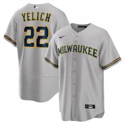 Maglia Baseball Uomo Milwaukee Brewers Christian Yelich Alternato Replica Grigio