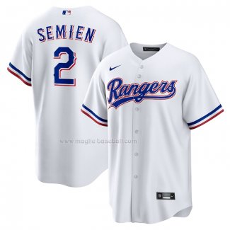 Maglia Baseball Uomo Texas Rangers Marcus Semien Home Replica Bianco