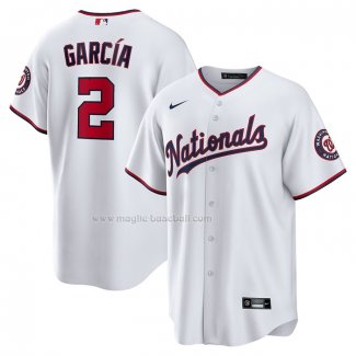 Maglia Baseball Uomo Washington Nationals Luis Garcia Home Replica Bianco